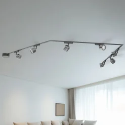 Lindby Skinne system 48V Lumaro spots 7 lyskilder sort Ø8cm dæmpbar