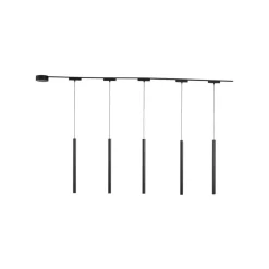 Lindby Skinnesystem 48V Lumaro, pendel, 5 lyskilder, sort, dæmpbar