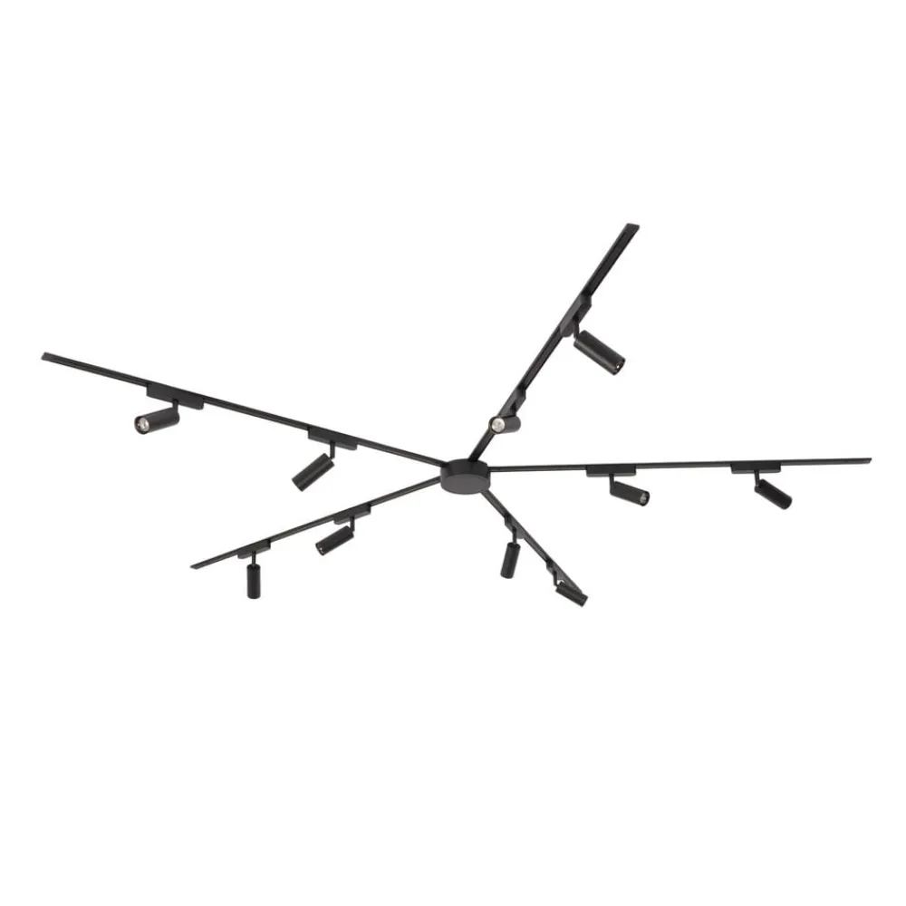 Lindby Arbejdsrum/Kontor|Skinnesystem>Skinnesystem 48V Lumaro, spots, 10 lyskilder, sort, Ø 4 cm