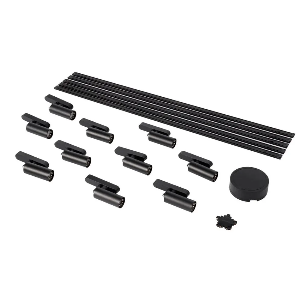 Lindby Arbejdsrum/Kontor|Skinnesystem>Skinnesystem 48V Lumaro, spots, 10 lyskilder, sort, Ø 4 cm