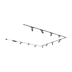 Lindby Skinnesystem 48V Lumaro, spots, 11 lyskilder, sort, Ø4cm, dæmpbar