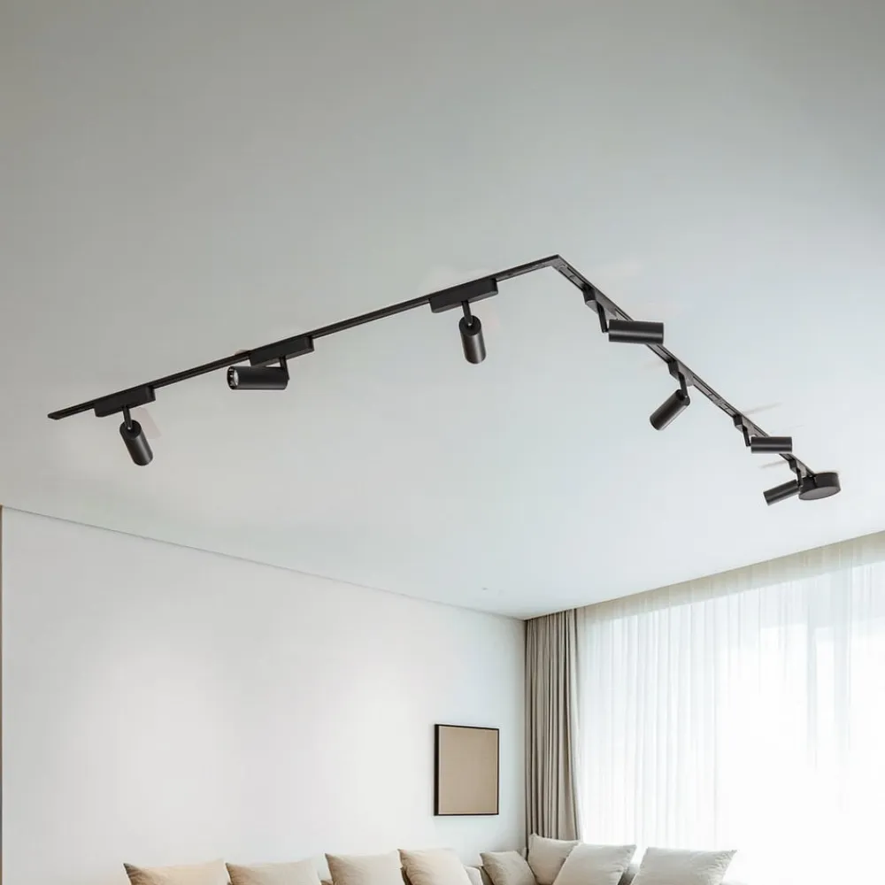 Skinnesystem 48V Lumaro, spots, 7 lyskilder, sort, Ø 4 cm^Lindby New