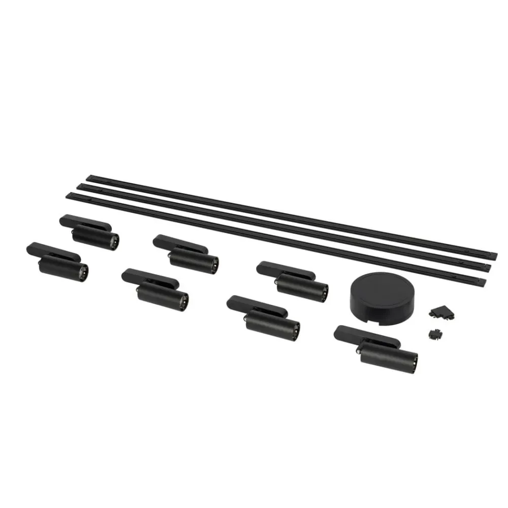 Skinnesystem 48V Lumaro, spots, 7 lyskilder, sort, Ø 4 cm^Lindby New