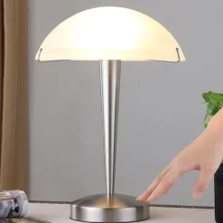 Lindby Skøn Viola bordlampe i mat nikkel