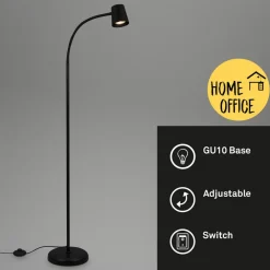 Briloner Skriva gulvlampe, justerbar, GU10, sort