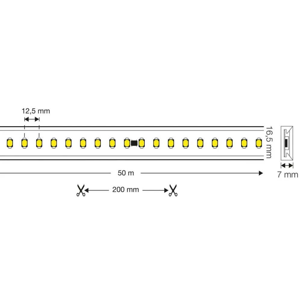 The Light Group SLC LED-stripe 230V komplet sæt IP65 5m, 3.000 K