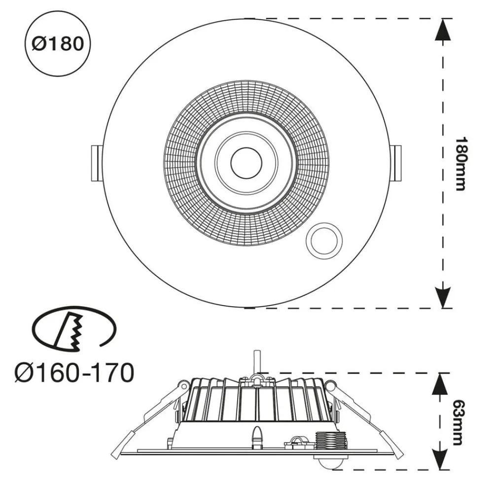 SLC Shift LED-downlight Ø 18cm hvid med sensor^The Light Group Online