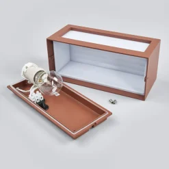 SLV Box L E27 udendørs væglampe, rustbrun