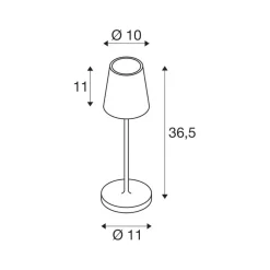 genopladelig LED-lampe Vinolina Two, rustfarvet, aluminium, Ø 11 cm^SLV