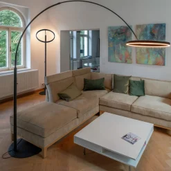 LED-gulvlampe One Bow FL, sort, stål, højde 232 cm^SLV Outlet