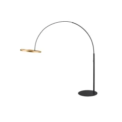 SLV LED-gulvlampe One Bow FL, sort/messingfarvet, stål