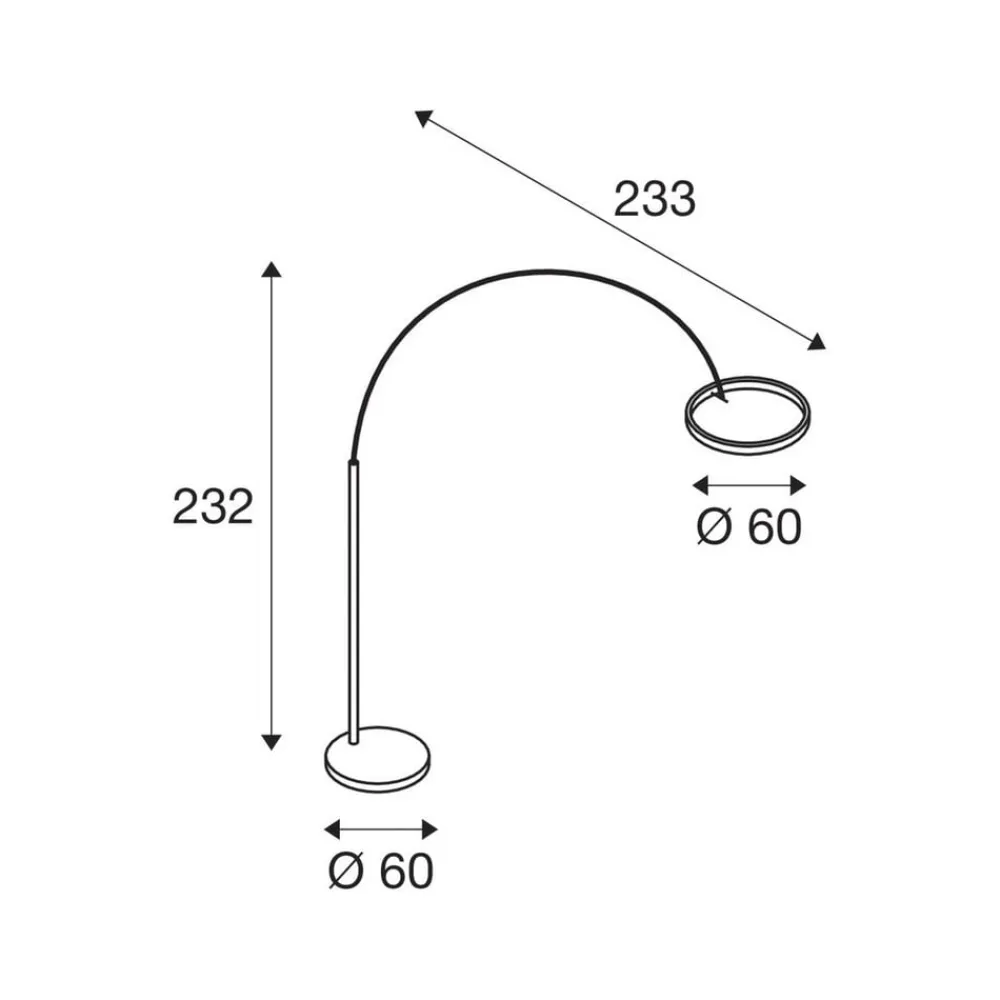 SLV LED-gulvlampe One Bow FL, sort/messingfarvet, stål