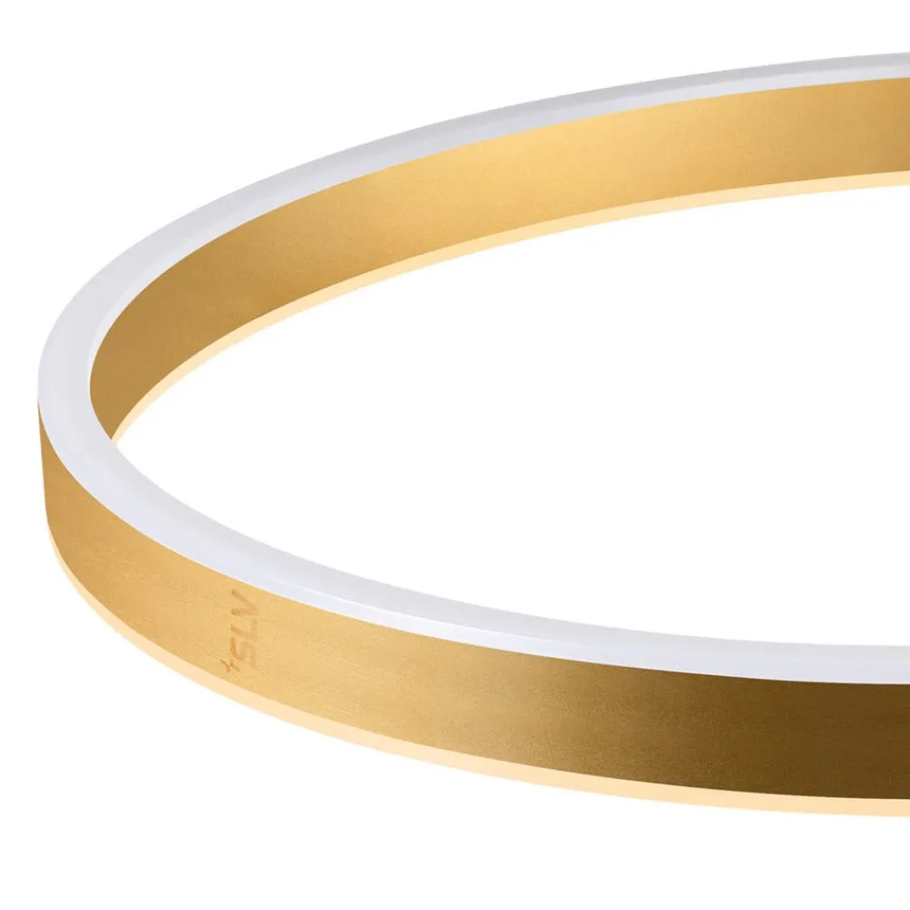 SLV LED-gulvlampe One Bow FL, sort/messingfarvet, stål