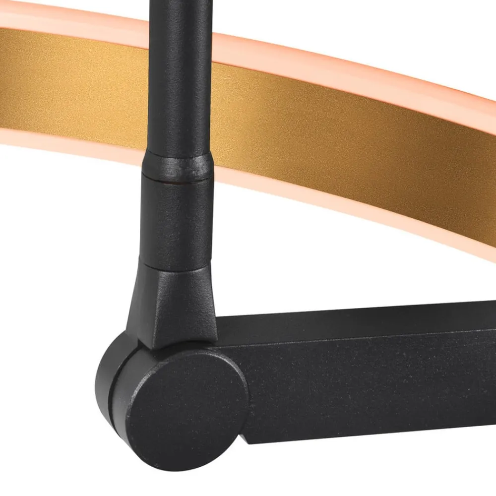 SLV LED-gulvlampe One Bow FL, sort/messingfarvet, stål