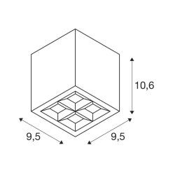 SLV loftlampe S-Cube, antracit, aluminium, længde 9,5 cm
