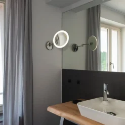 SLV Maganda LED-vægspejl, rundt, justerbart, CCT