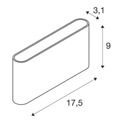 SLV Oval udendørs væglampe op/ned CCT 13,5 cm sort