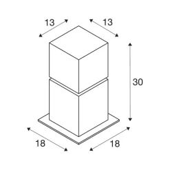 sokkellampe Square Pole, højde 30 cm, grå, stål^SLV Best