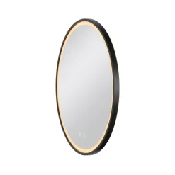 SLV Trukko LED-vægspejl IP44 CCT sort Ø 61cm