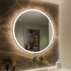 SLV Trukko LED-vægspejl IP44 CCT sort Ø 80cm