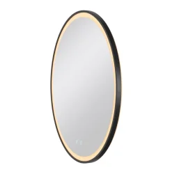 SLV Trukko LED-vægspejl IP44 CCT sort Ø 80cm