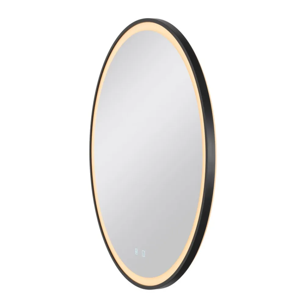 SLV Trukko LED-vægspejl IP44 CCT sort Ø 80cm