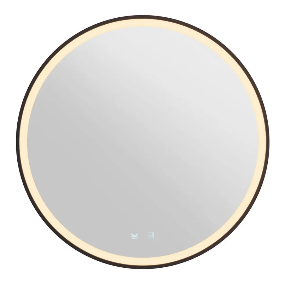 SLV Trukko LED-vægspejl IP44 CCT sort Ø 80cm