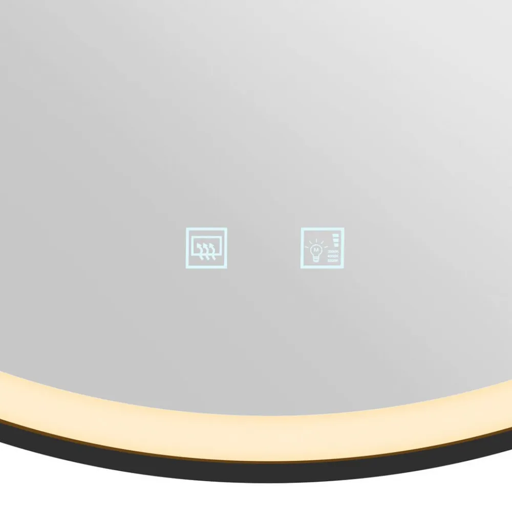 SLV Trukko LED-vægspejl IP44 CCT sort Ø 80cm