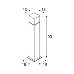 vejlampe Square Pole, højde 90 cm, grå, stål^SLV