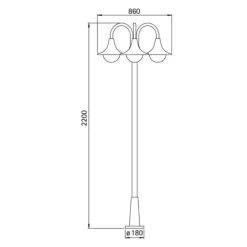 Albert Leuchten Lygtepæle>Smuk lampemast 171 i hvid med tre lys