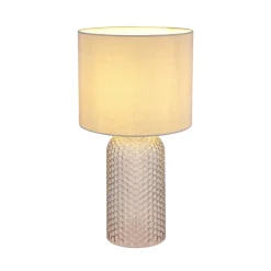 Sofia bordlampe, grå, højde 50 cm, stof/glas^Globo Outlet