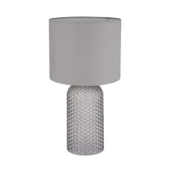 Sofia bordlampe, grå, højde 50 cm, stof/glas^Globo Outlet