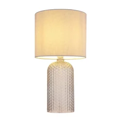 Sofia bordlampe, grå, højde 50 cm, stof/glas^Globo Outlet