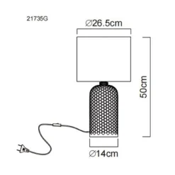 Sofia bordlampe, grå, højde 50 cm, stof/glas^Globo Outlet