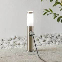 Brilliant Sokkellamper>Sokkellampe i stål Chorus med stikkontakt, 50 cm