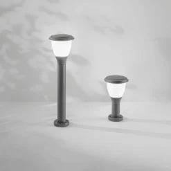 Fabas Luce Sokkellampe Thiago, 30 cm, mørkegrå, metal, E27, IP65