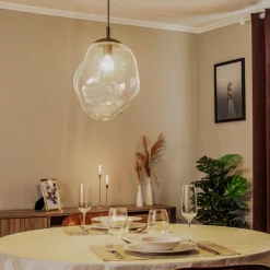 Sol glas-hængelampe, Ø 35cm, sort/klar^TK Lighting New