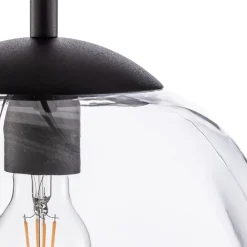 Sol glas-hængelampe, Ø 35cm, sort/klar^TK Lighting New