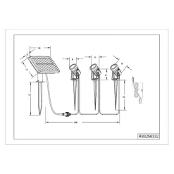 Reality Leuchten Solar spotlight Obidos, sort mat, aluminium, 3 stk