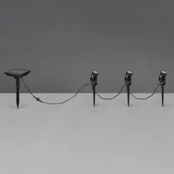 Reality Leuchten Solar spotlight Obidos, sort mat, aluminium, 3 stk