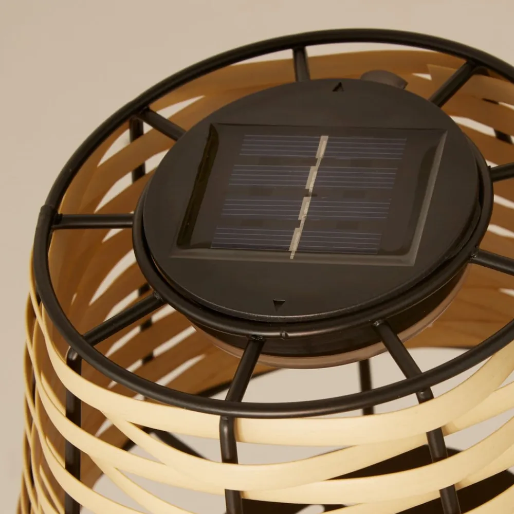 Searchlight Solcellelamper>Solar-LED-bordlampe Dalisay, brun, rattan, 31 cm, IP44
