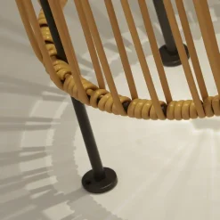 Searchlight Solar-LED-gulvlampe Livay, okker, rattan, 68 cm, IP44