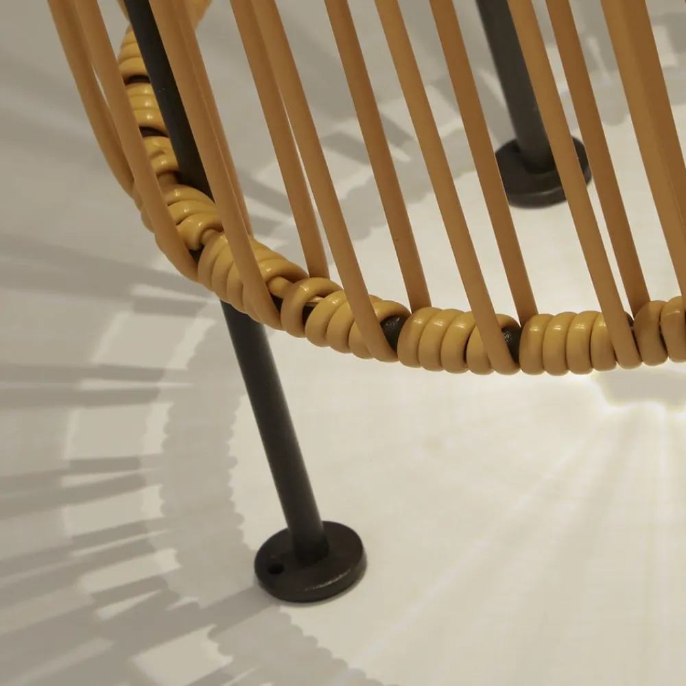 Searchlight Solar-LED-gulvlampe Livay, okker, rattan, 68 cm, IP44