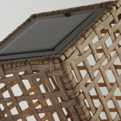Searchlight Solar-LED-terrasselampe Marcjanna, brun, rattan, 47 cm