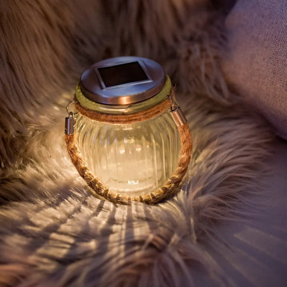 STAR TRADING Dekorationsbelysning|Solcellelamper>Solcelledrevet LED bordlampe Jar i glas