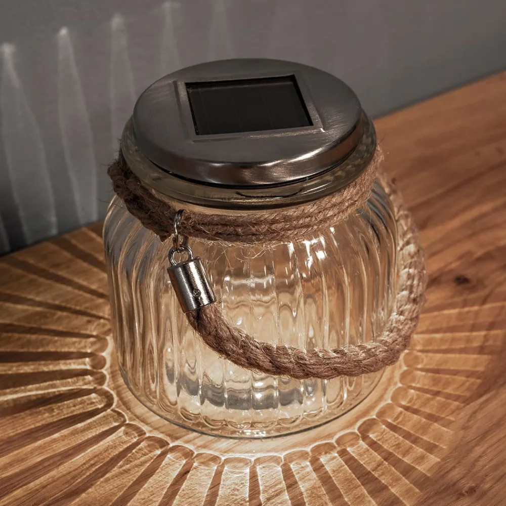 STAR TRADING Dekorationsbelysning|Solcellelamper>Solcelledrevet LED bordlampe Jar i glas