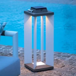 Les Jardins Solcelle Lampe Med Sensor|Solcellelamper>Solcellelanterne Teckalu, Duratek/hvid, 65,5 cm