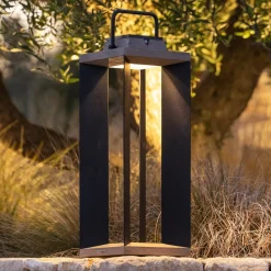 Les Jardins Solcellelanterne Teckalu, aluminium sort, 65,5 cm