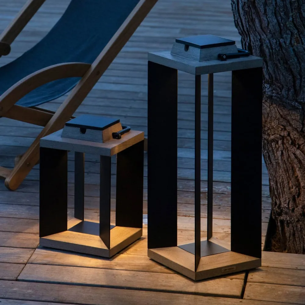 Les Jardins Solcellelanterne Teckalu, aluminium sort, 65,5 cm
