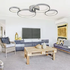 Searchlight Solexa LED-loftlampe, ringformet, kromlook